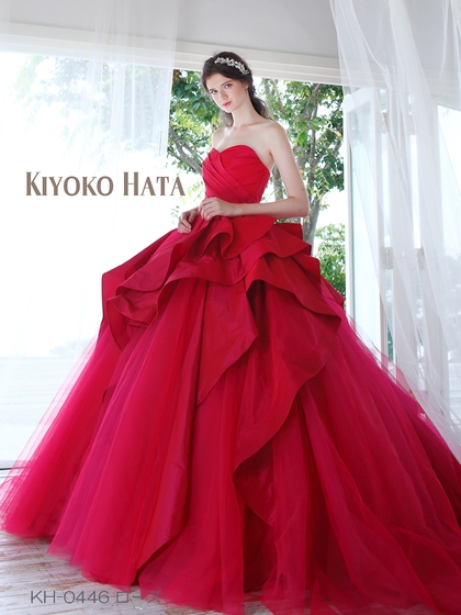 カラードレス　赤色ドレス　キヨコハタ